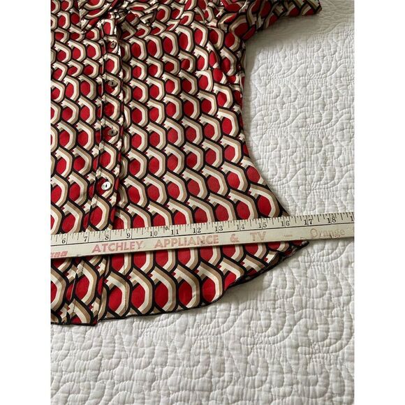 Trina Turk Women's Silk Button-Up Blouse Size P Multicolor Geometric Casual Fall - Picture 11 of 12